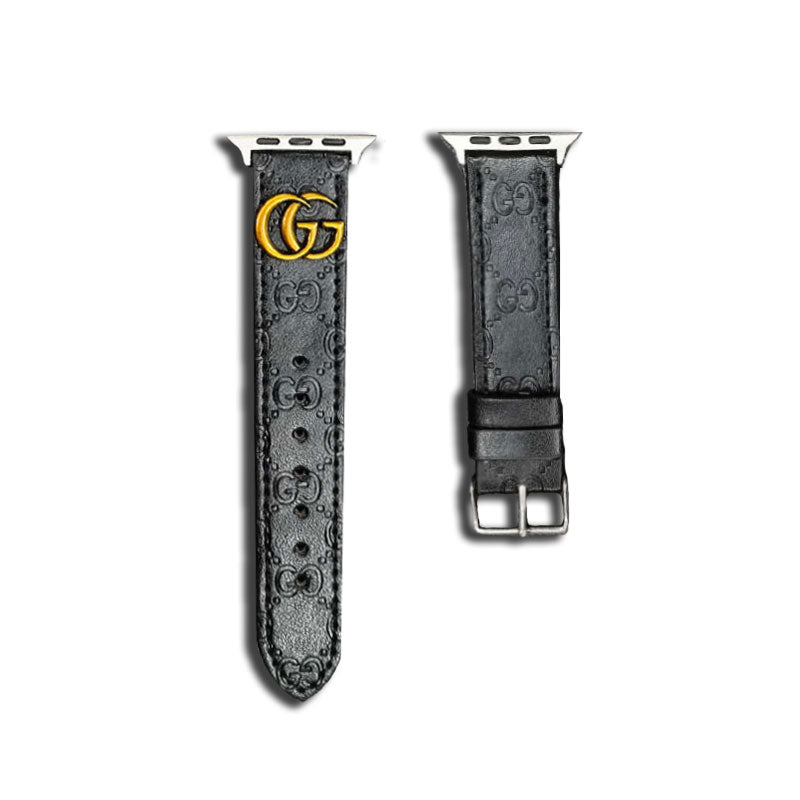 Leather GG Apple Watch Band Black-YH24422