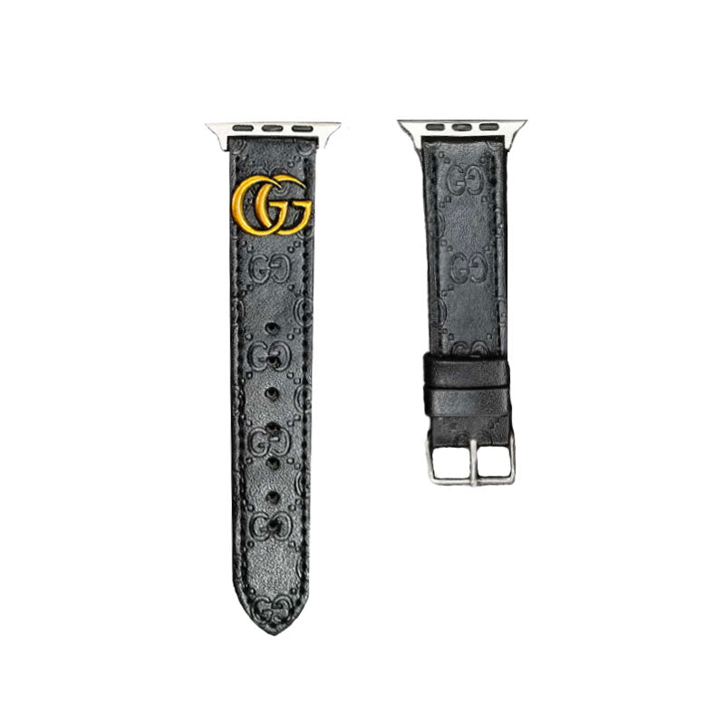 Leather GG Apple Watch Band Black-YH24422