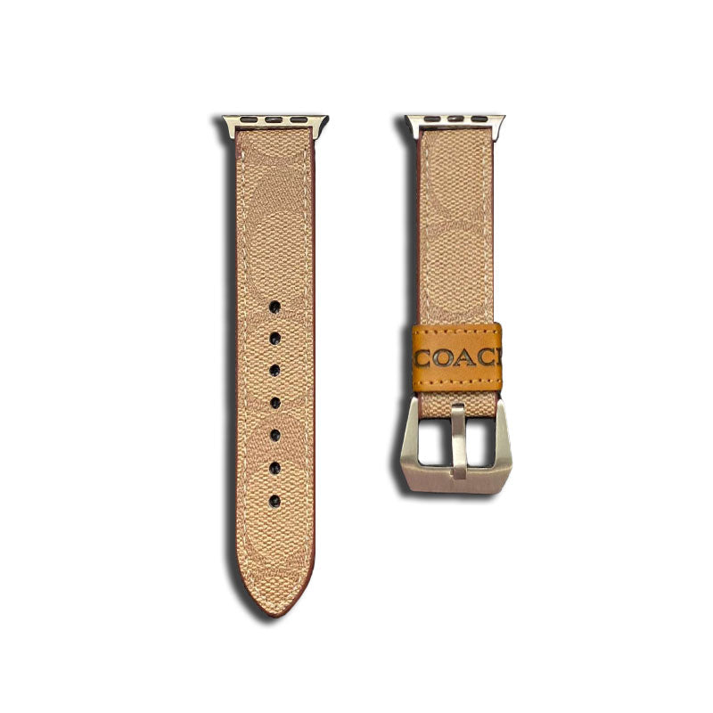 Leather Coach Apple Watch Band Light Brown-YHK244221710