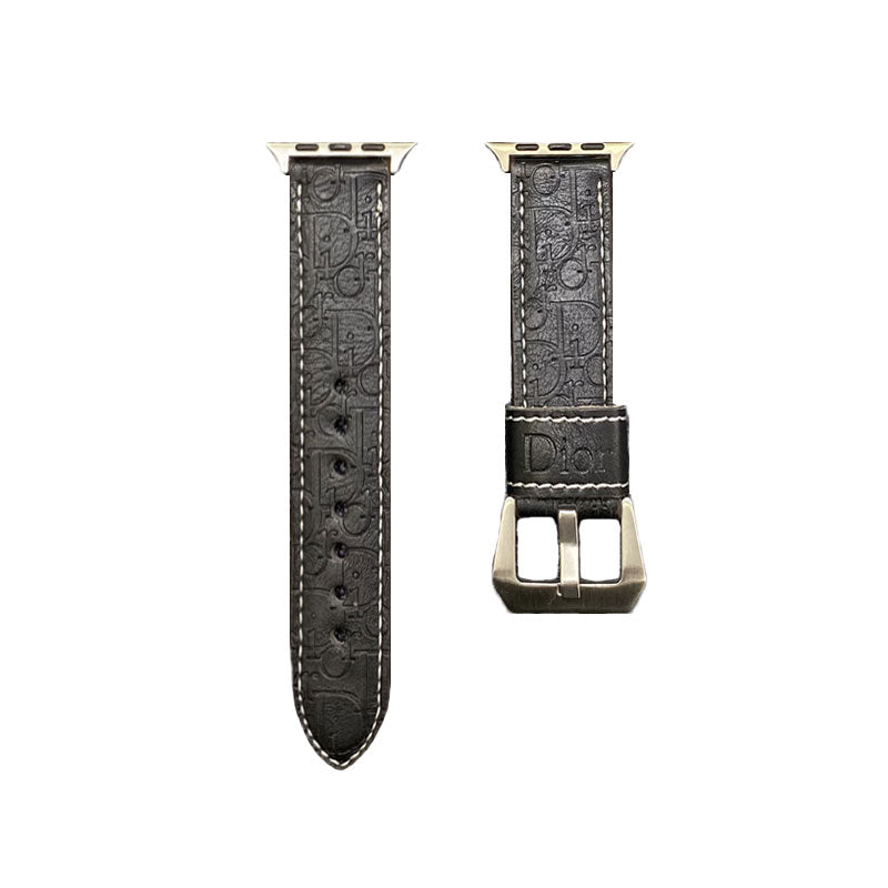 Leather CD Apple Watch Band Gray-YHK240509