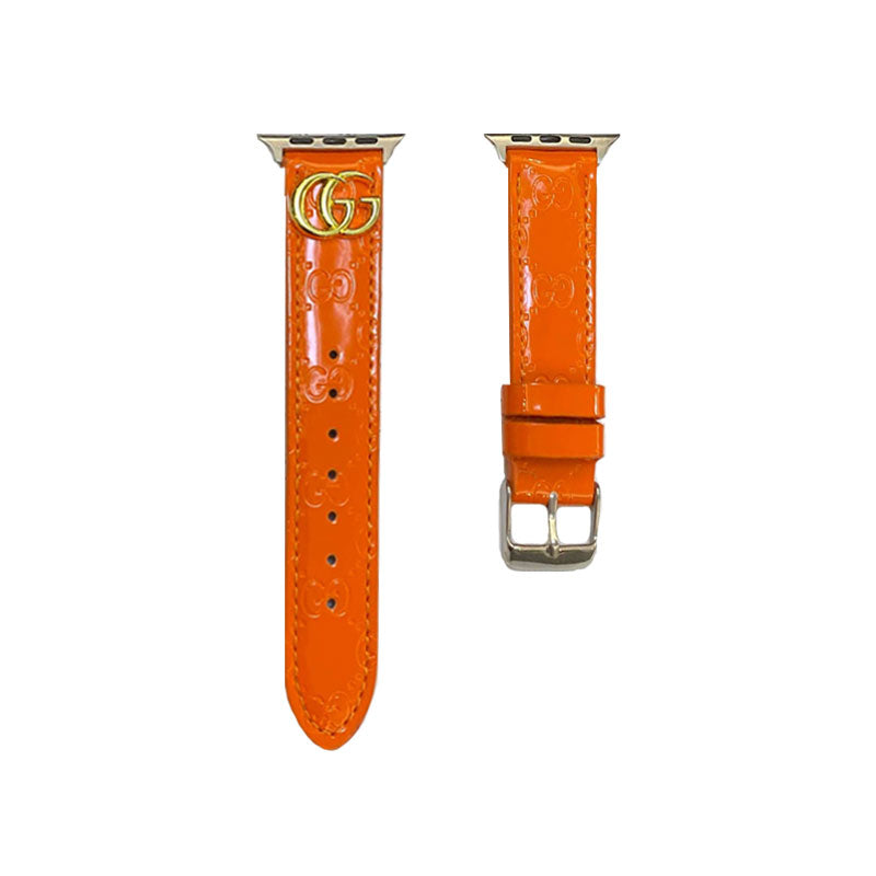 Leather GG Apple Watch Band Orange-LGk240509